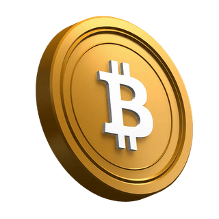 Tilted Bitcoin BTC coin functioning as a decorative asset within the hero section